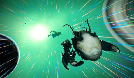 Living ship flying through space