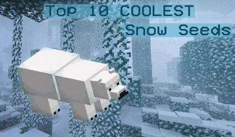 Thumbnail of a polar bear from Minecraft over a snowy forest
