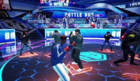 Fighting in the Battle Hub in Street Fighter 6.