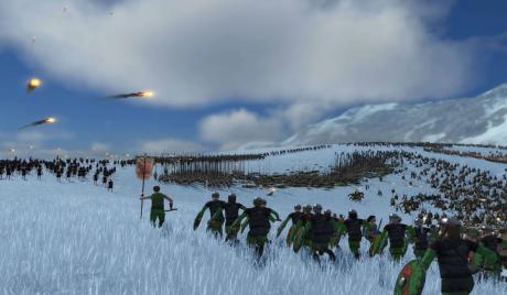 Troops from Gaul rush forward in combat.